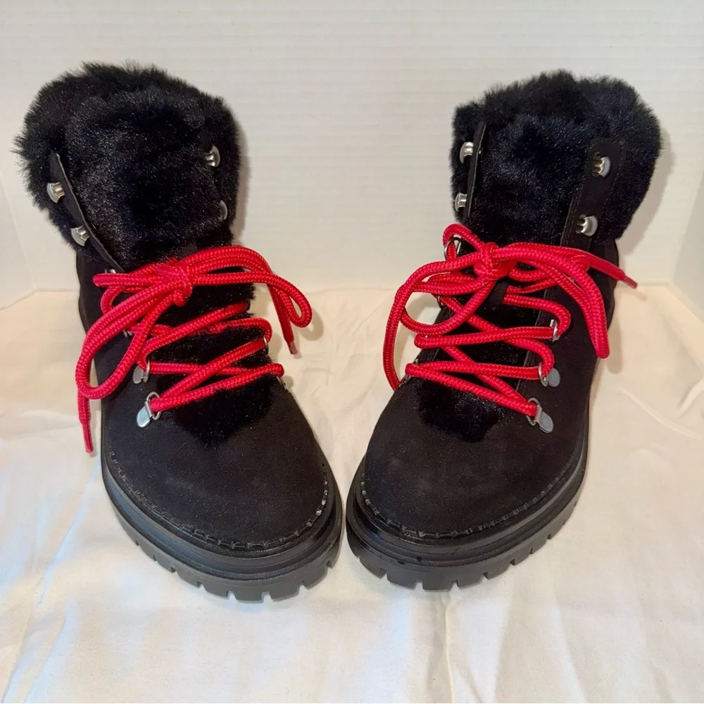 Sugar Black Red Women's Hike‎ Winter Fashion Boots Faux Fur Sz 6.5 Like New